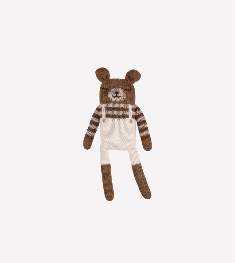 Teddy Knit Toy | Ecru Overalls